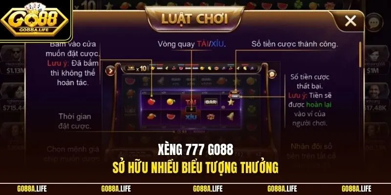 Xèng 777 GO88 sở hữu nhiều biểu tượng thưởng
